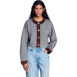SANDRO SANDRO Cardigan with suede panels
