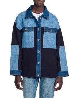 Sandro Sandro Celia Denim Mix Oversized Jacket