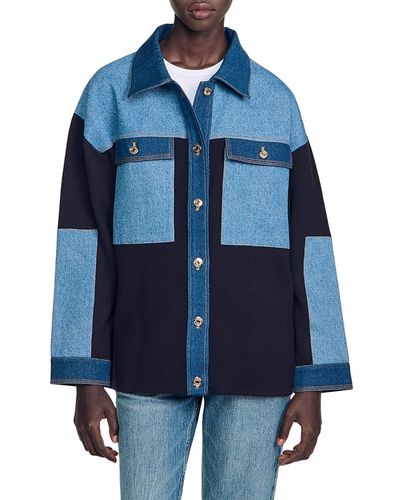 Sandro Sandro Celia Denim Mix Oversized Jacket