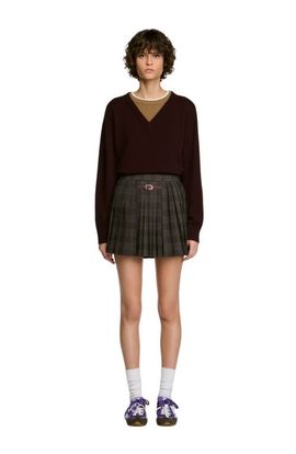 SANDRO SANDRO Checked Pleated Skirt
