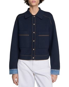 Sandro Sandro Christopher Jacket Style Denim Cuff Cardigan