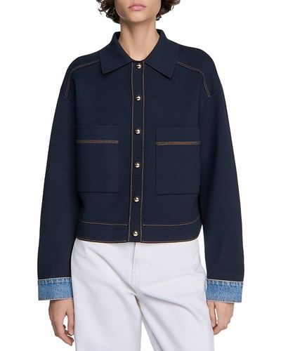 Sandro Sandro Christopher Jacket Style Denim Cuff Cardigan