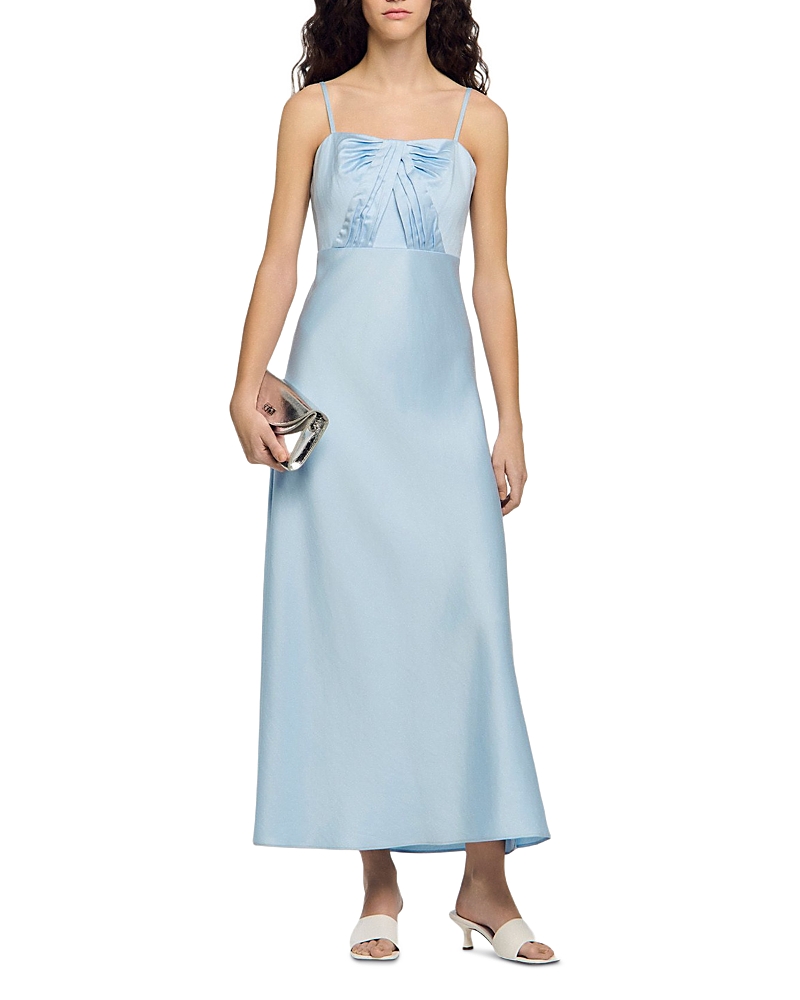 sandro satin look midi dress Sandro Rachel Satin Midi Dress In Green - 50% Off