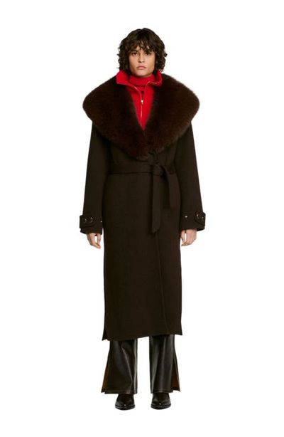 SANDRO SANDRO Coat With Shearling Collar
