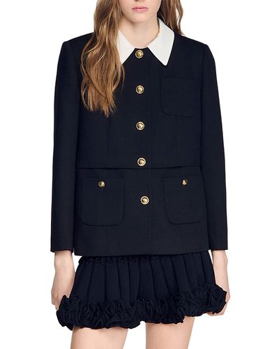 Sandro Sandro Contrast Collar Wool Jacket
