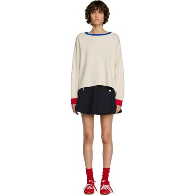 SANDRO SANDRO Contrast Round-neck Wool Sweater