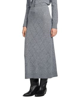 Sandro Sandro Coralyna Wool Blend Pointelle Knit Skirt