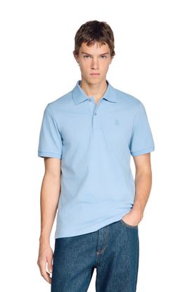 SANDRO SANDRO Cotton polo shirt with leather logo