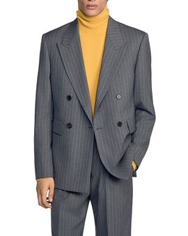Sandro Sandro Croisee Standard Fit Pinstripe Wool Jacket