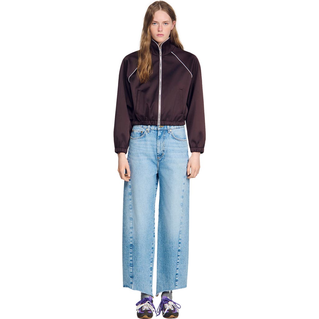 SANDRO SANDRO Cropped embroidered satin jacket