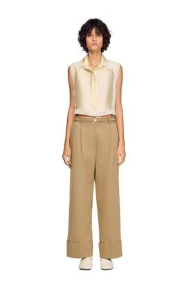 SANDRO SANDRO Cropped shirt with lace detail
