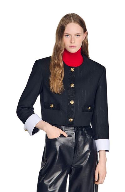 SANDRO SANDRO Cropped striped wool jacket