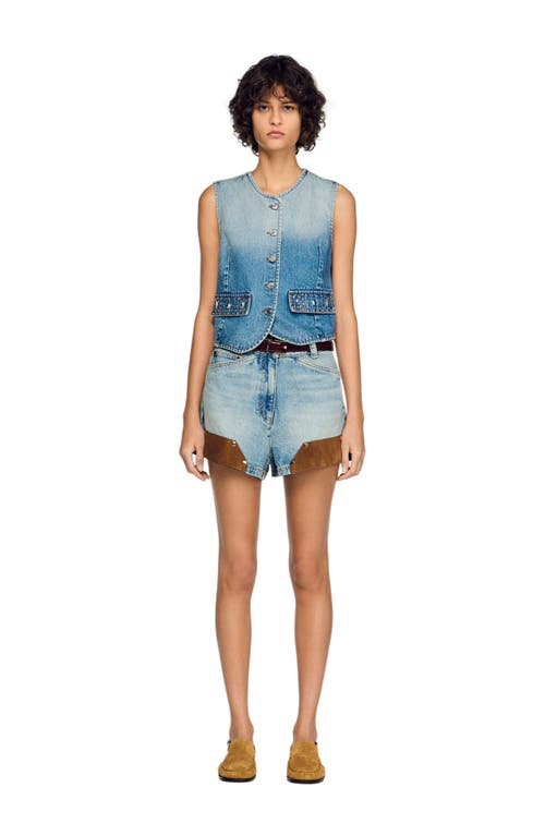 SANDRO SANDRO Cropped studded denim vest