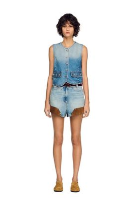 SANDRO SANDRO Cropped studded denim vest