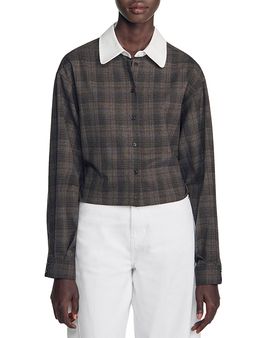 Sandro Sandro Dakota Contrast Collar Pleated Back Shirt