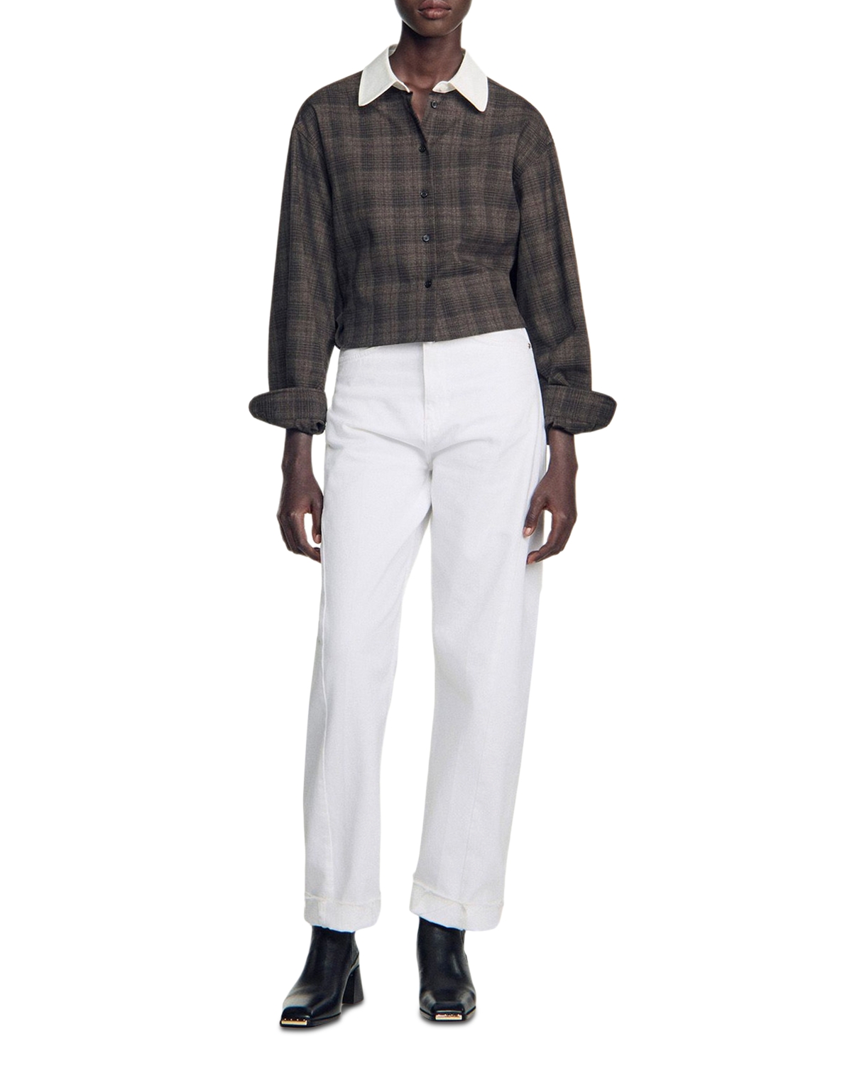 Sandro - Dakota Contrast Collar Pleated Back Shirt