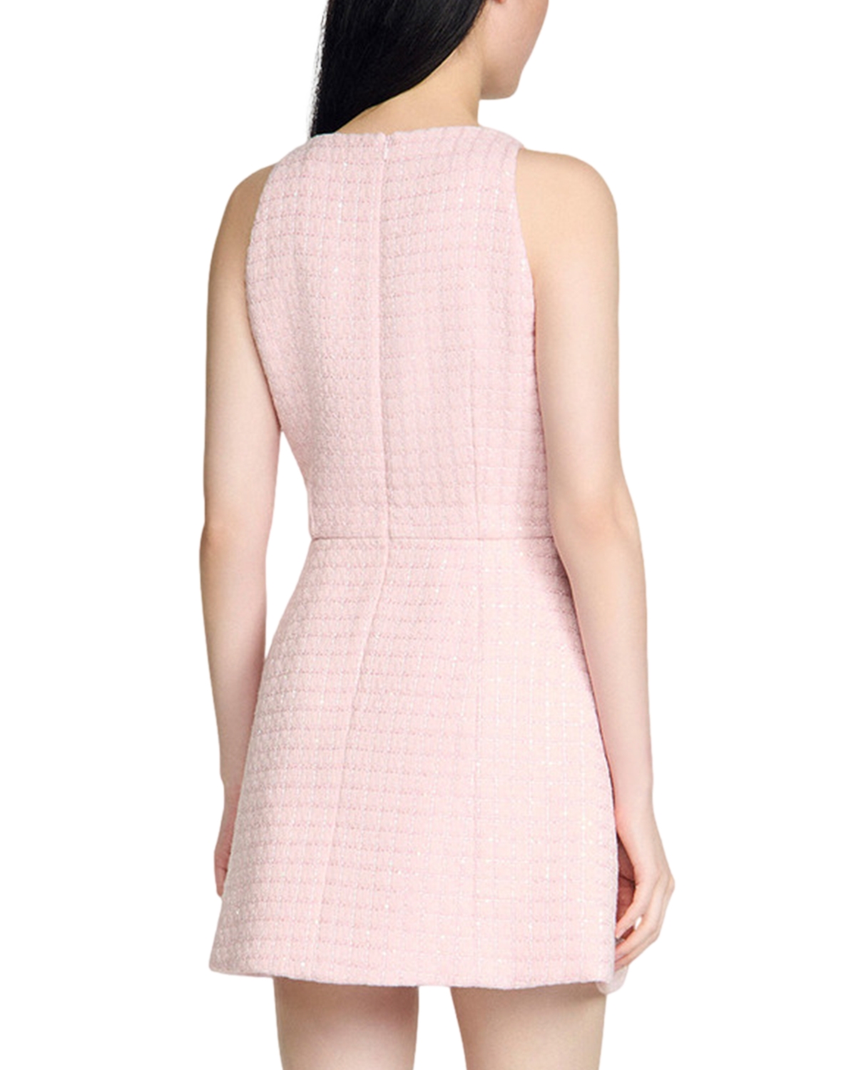sandro pink tweed dress Sandro Sequin-Embellished tweed mini dress