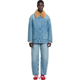 SANDRO SANDRO Denim coat with faux fur collar
