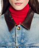 Sandro Sandro Denim Jacket with Leather Collar in Blue Jean - 4