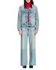 Sandro Sandro Denim Jacket with Leather Collar in Blue Jean - 5