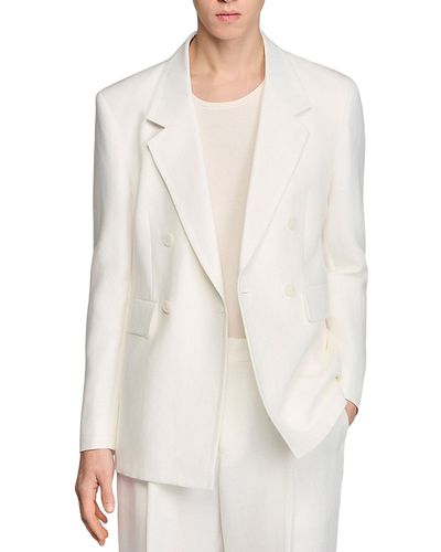 Sandro Sandro Double Breasted Linen Suit Jacket
