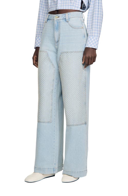 SANDRO SANDRO Faded straight rhinestone jeans