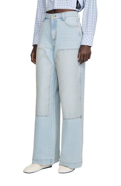 SANDRO SANDRO Faded straight rhinestone jeans