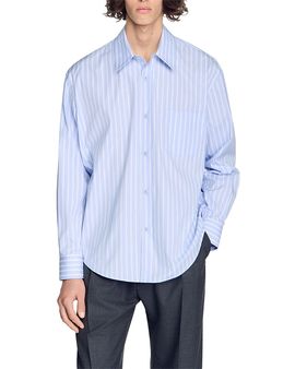 Sandro Sandro Flared Fit Stripe Cotton Shirt