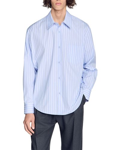 Sandro Sandro Flared Fit Stripe Cotton Shirt