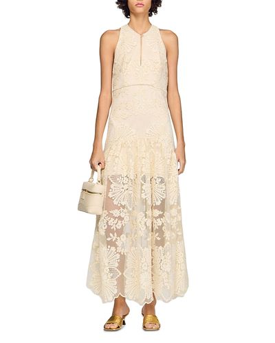 Sandro Sandro Floral Cotton Guipure Maxi Dress