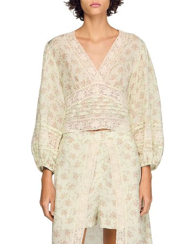 Sandro Sandro Floral Crop Top