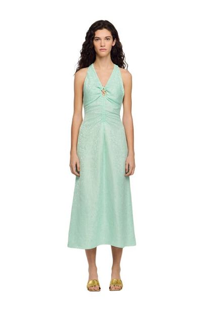 SANDRO SANDRO Floral print V-neck maxi dress