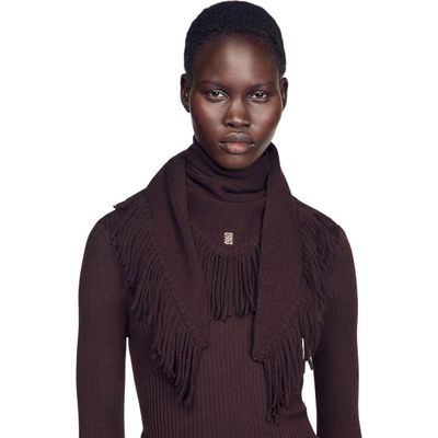 SANDRO SANDRO Fringed Wool Triangle Scarf