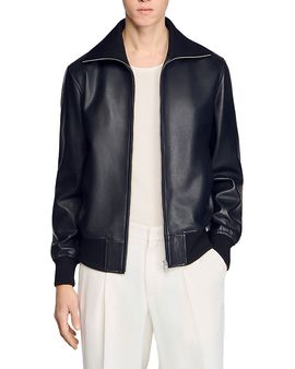 Sandro Sandro Harry Full Grain Leather Jacket