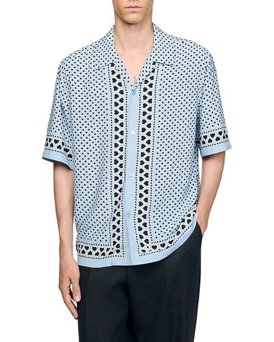 Sandro Sandro Heart Motif Loose Fit Button Down Shirt