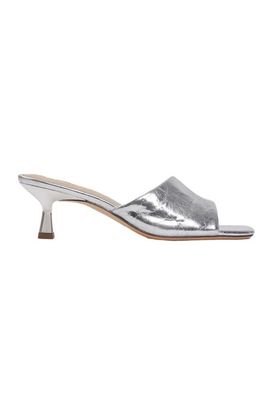 SANDRO SANDRO Heeled metallic leather mules