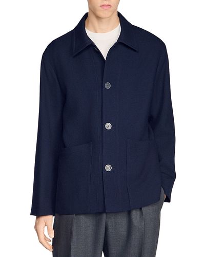 Sandro Sandro Henry Buttoned Wool Worker Jacket
