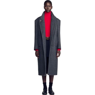 SANDRO SANDRO Herringbone Wool Coat
