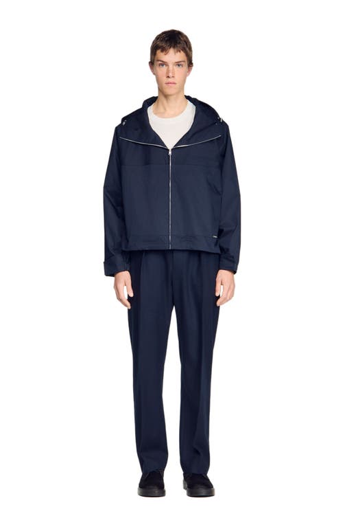 SANDRO SANDRO Hooded zip-up cotton jacket