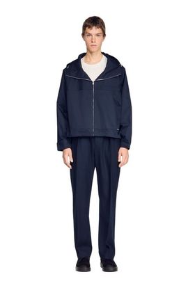 SANDRO SANDRO Hooded zip-up cotton jacket