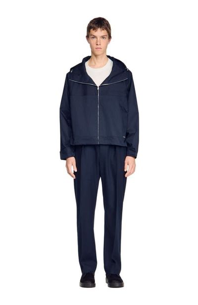 SANDRO SANDRO Hooded zip-up cotton jacket