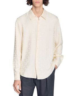 Sandro Sandro Jacquard Square Cross Loose Fit Shirt