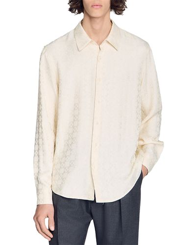 Sandro Sandro Jacquard Square Cross Loose Fit Shirt