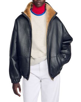 Sandro Sandro Jordan Oversized Shearling Jacket