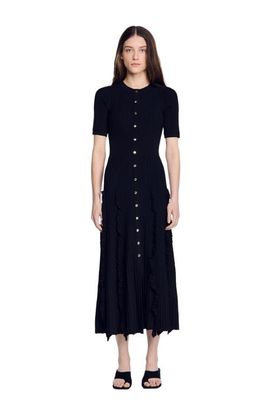 SANDRO SANDRO Knit maxi dress with ruffles