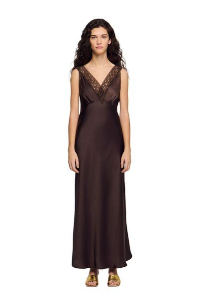 SANDRO SANDRO Lace collar maxi dress