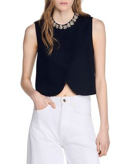 Sandro Sandro Lavandoria Jeweled Neckline Jacket