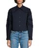 Sandro Sandro Litchi Cotton Rhinestone Trim Shirt - 1