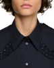 Sandro Sandro Litchi Cotton Rhinestone Trim Shirt - 4
