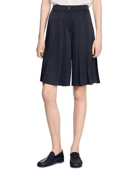 Sandro Sandro Long High Waisted Pleated Shorts